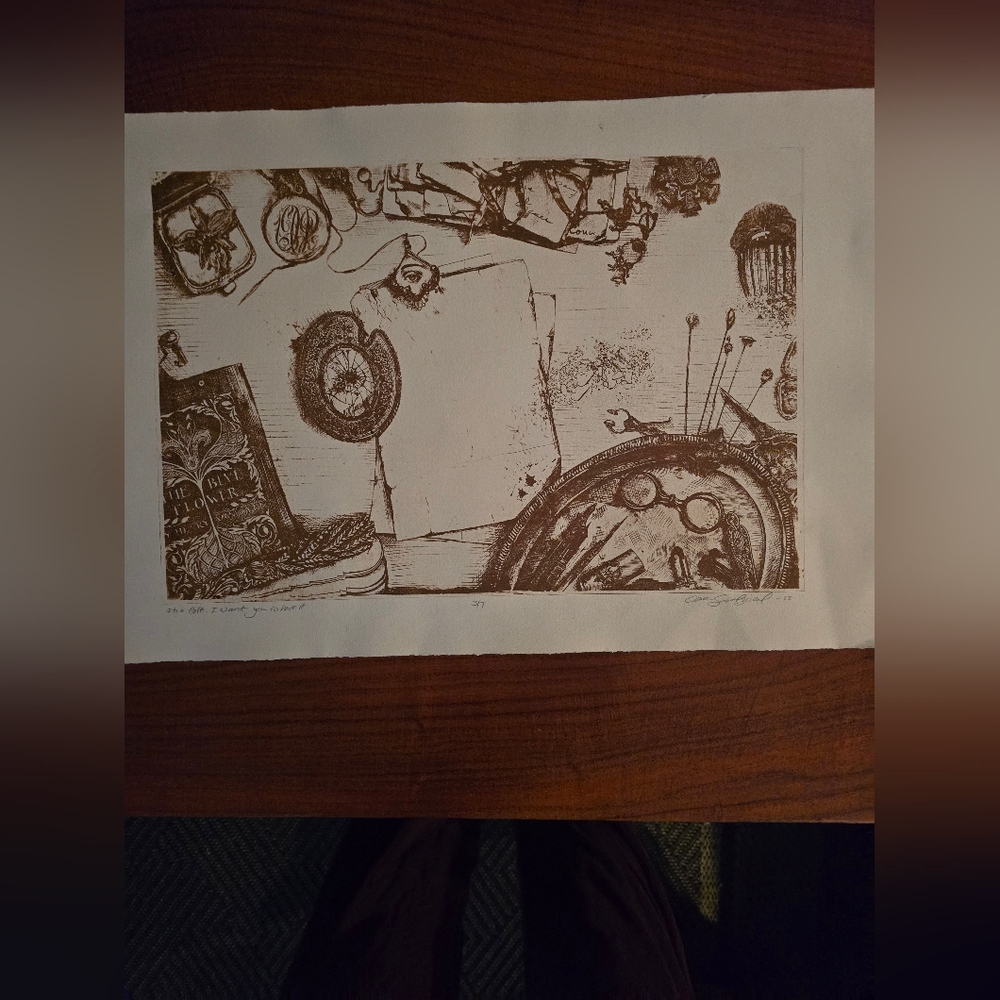 Brown Still Life Etching Art Print - Unbranded